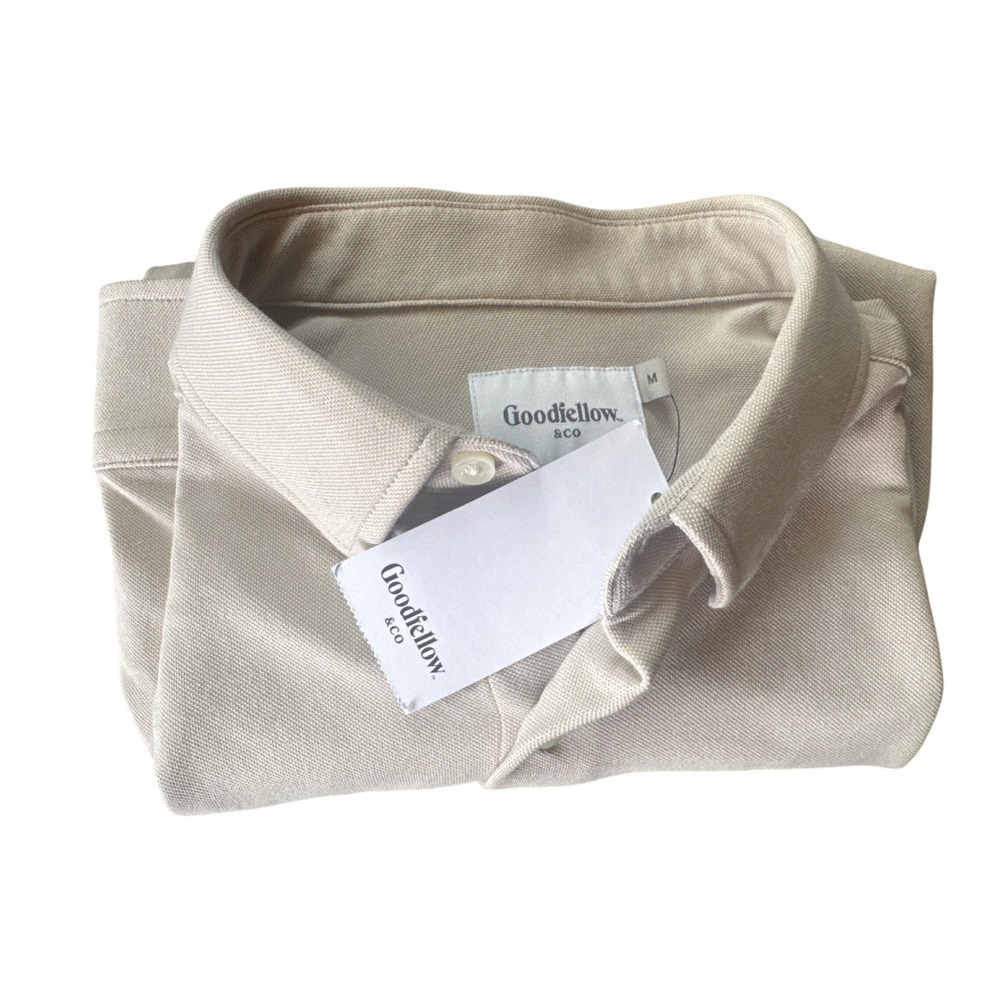 Goodfellow & Co Pique Dress Shirt Men M Taupe Long Sleeve Standard Fit NWT - Picture 5 of 8
